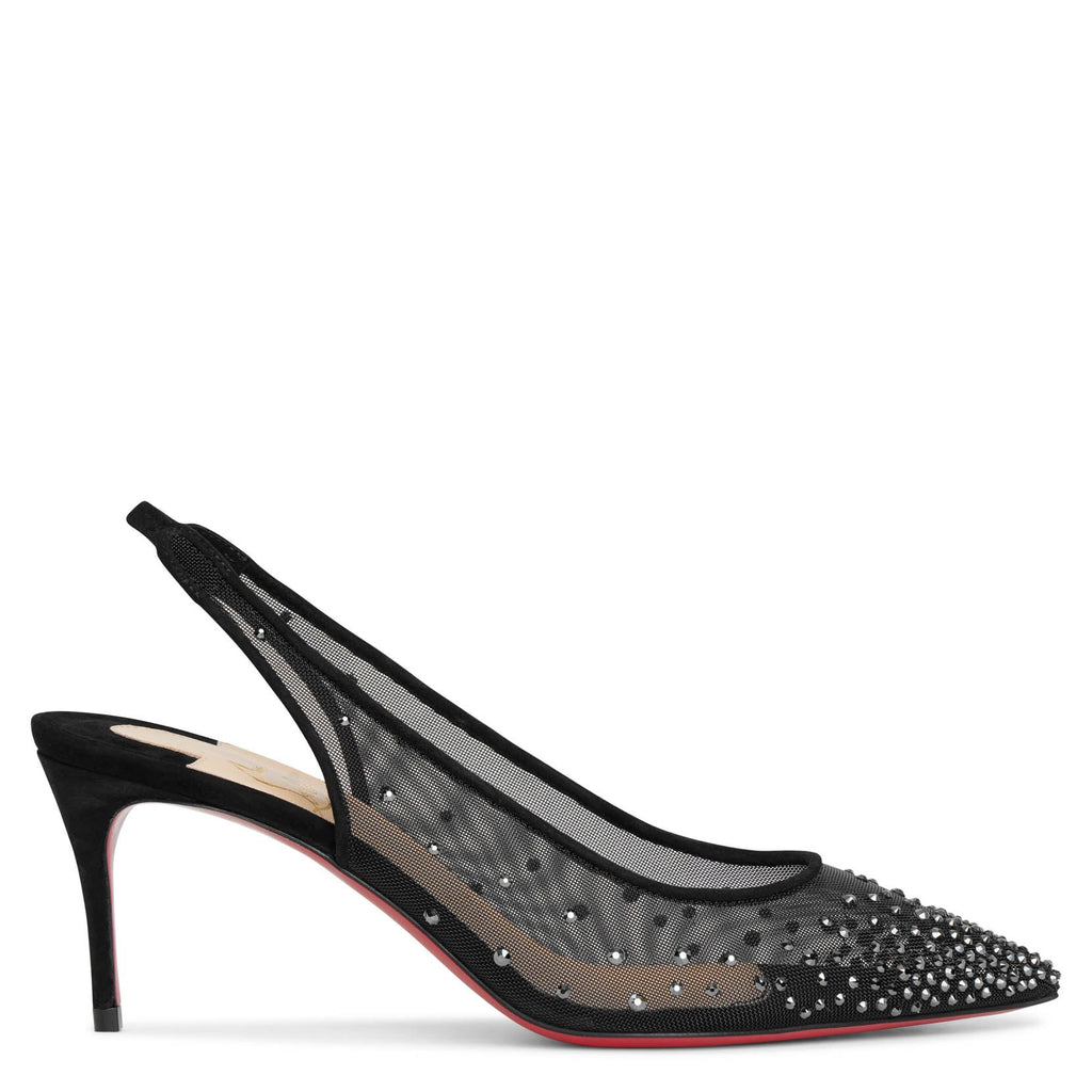 CHRISTIAN LOUBOUTIN - Follies Strass Sling 70 mesh and suede