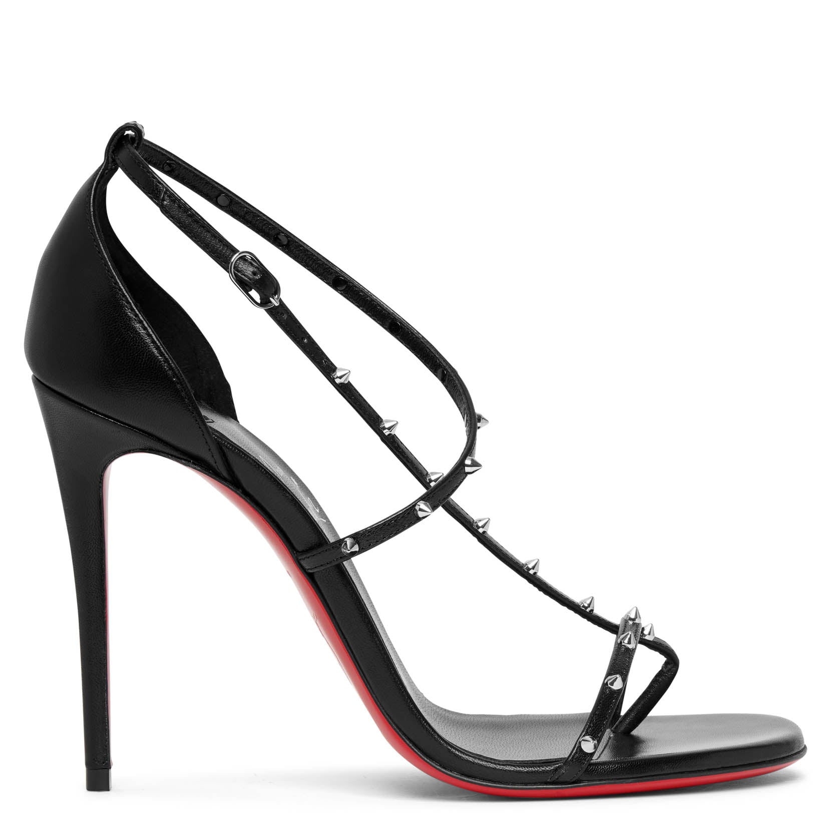 Christian Louboutin Black Leather Lady Peep Spikes 150