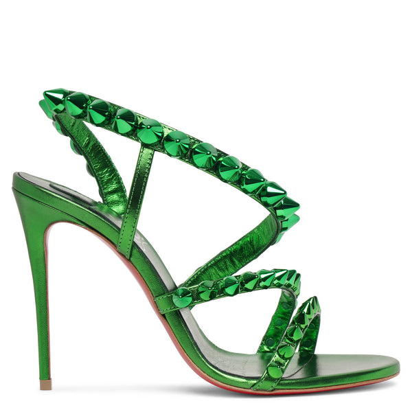 Christian Louboutin Spikita strap spinach laminato sandals Savannahs