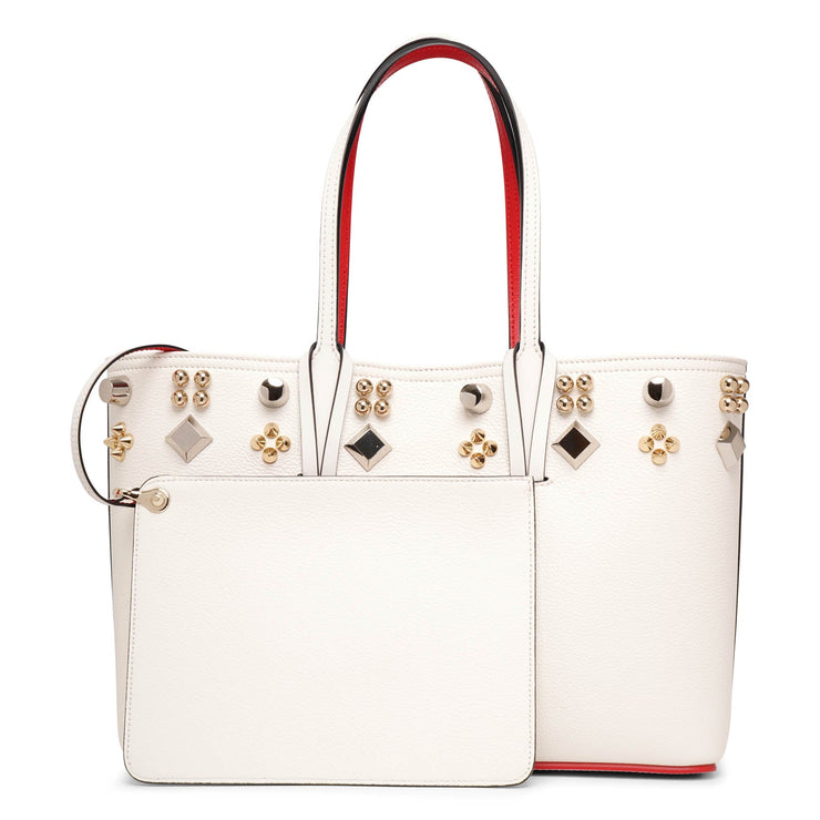 Cabata small spikes white leather tote bag