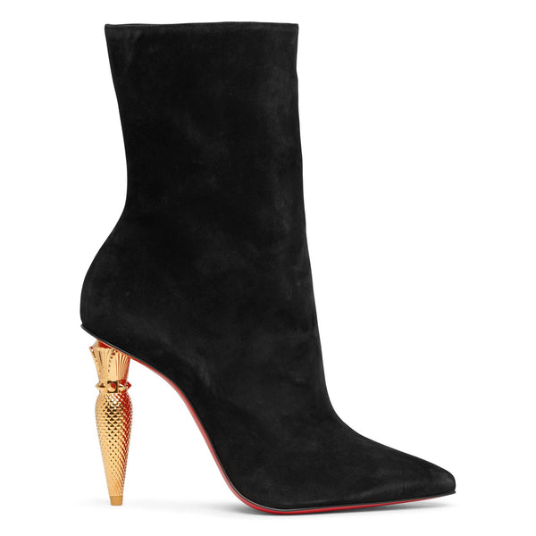 Christian Louboutin Asteroispikes 100 Suede Ankle Booties Black Gold / 11