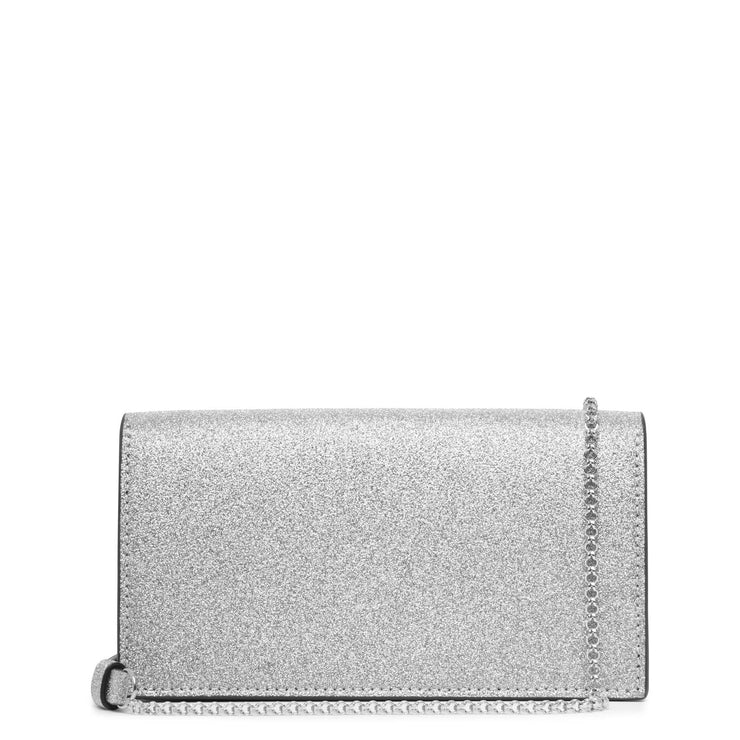 Loubitwist small - Clutch - Glittered calf leather - Silver