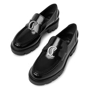 CL Moc black leather strass loafers