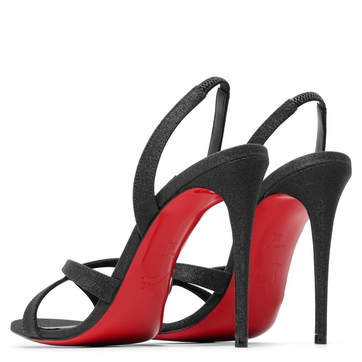 Christian Louboutin Black Crystal And Leather Strappy High Heel Women'