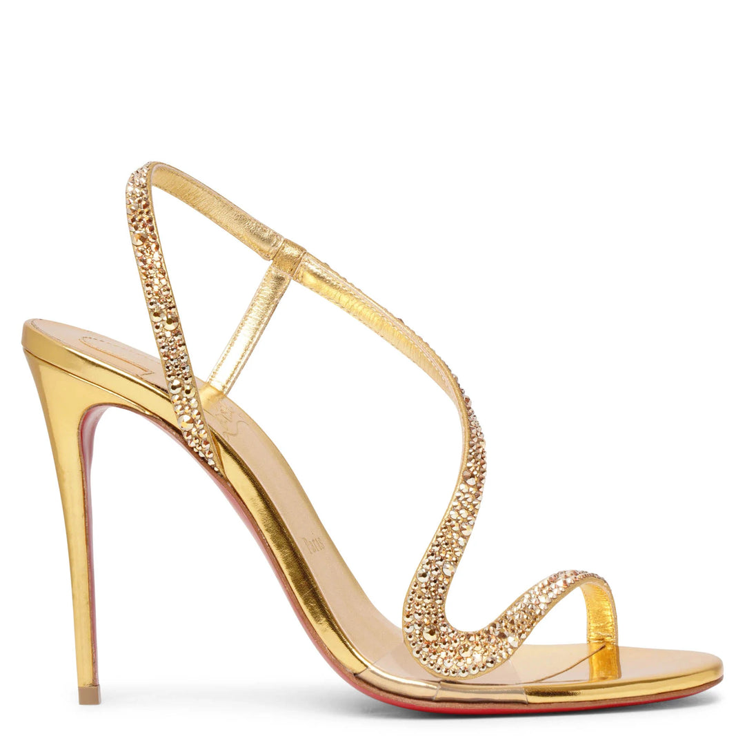 Louboutin gold sandal heels hotsell