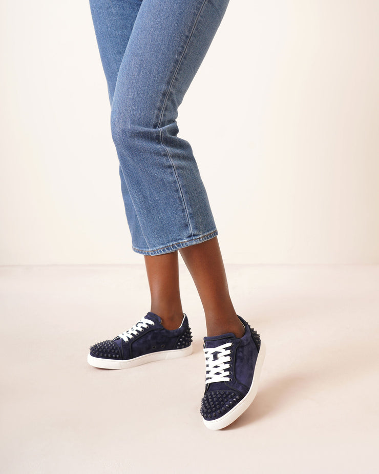 Vieira Spikes Suede Sneakers in Blue - Christian Louboutin