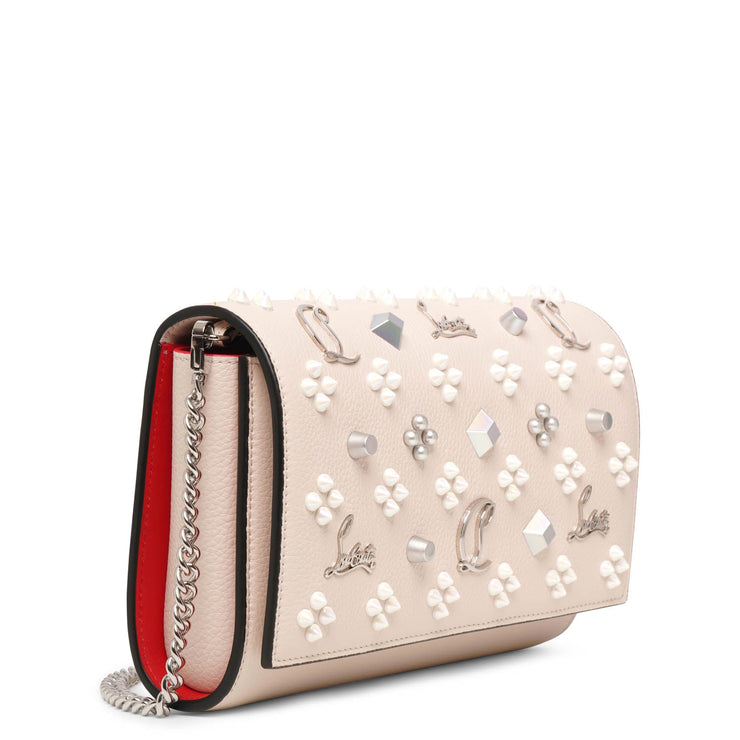 Paloma Embellished Leather Clutch in Neutrals - Christian