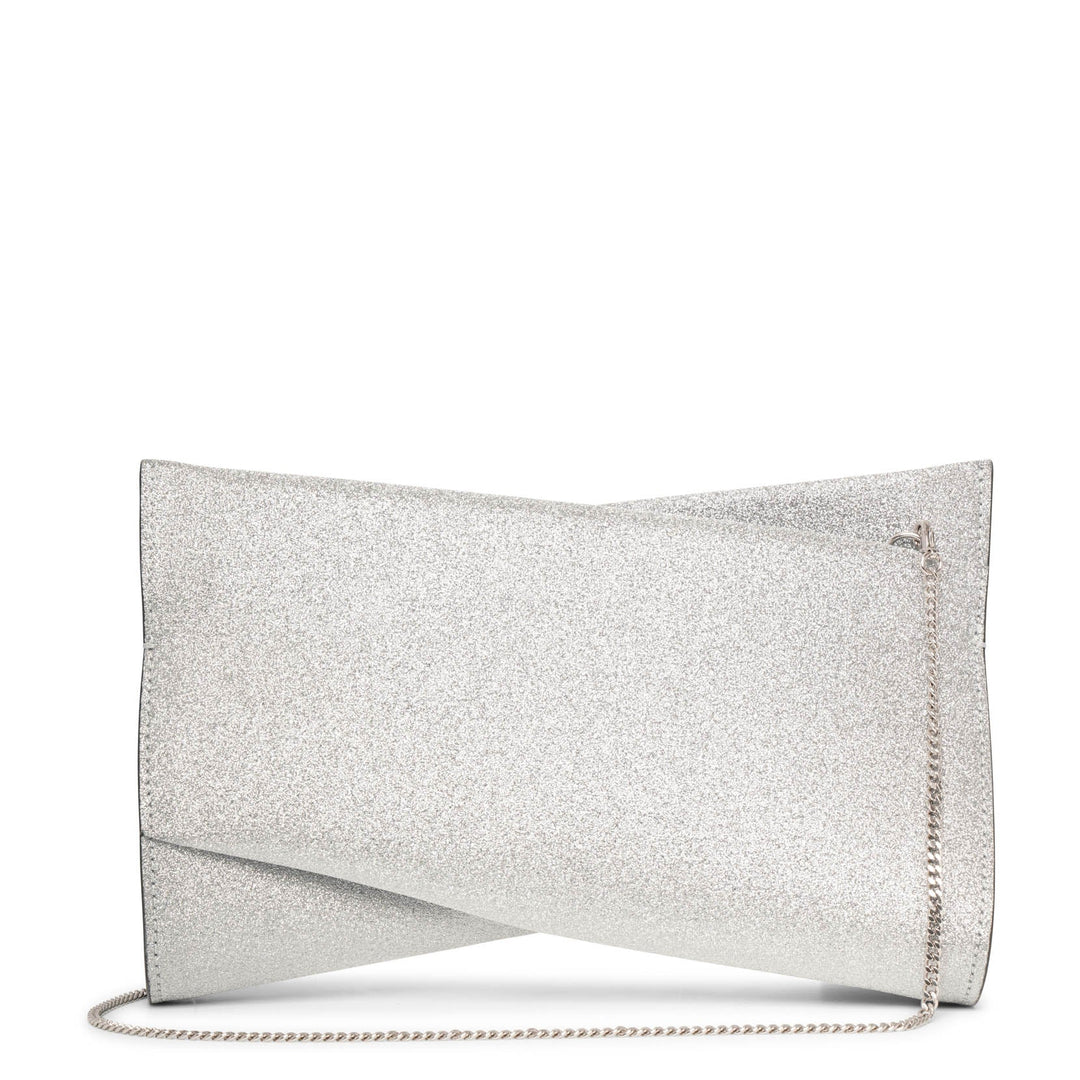 Christian Louboutin | Loubitwist small silver glitter clutch