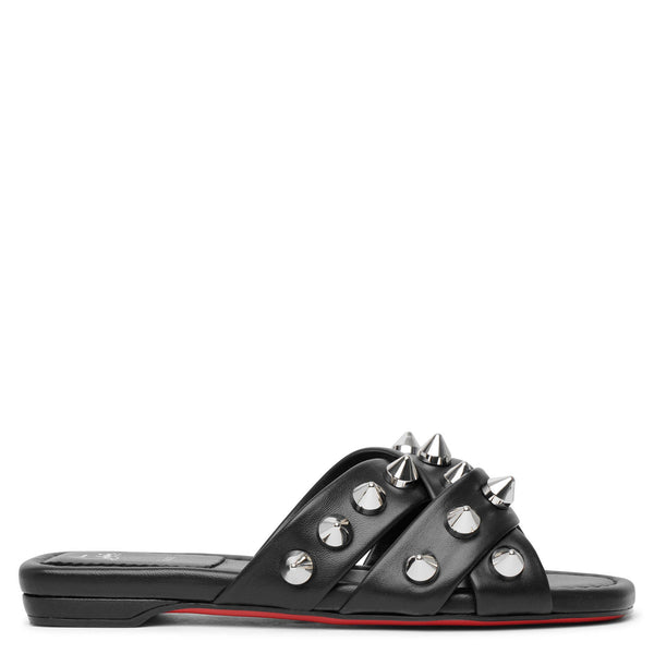関税込■Christian Louboutin■Miss Spika Club レザースライド Miss Spike Club embellished leather slides in black