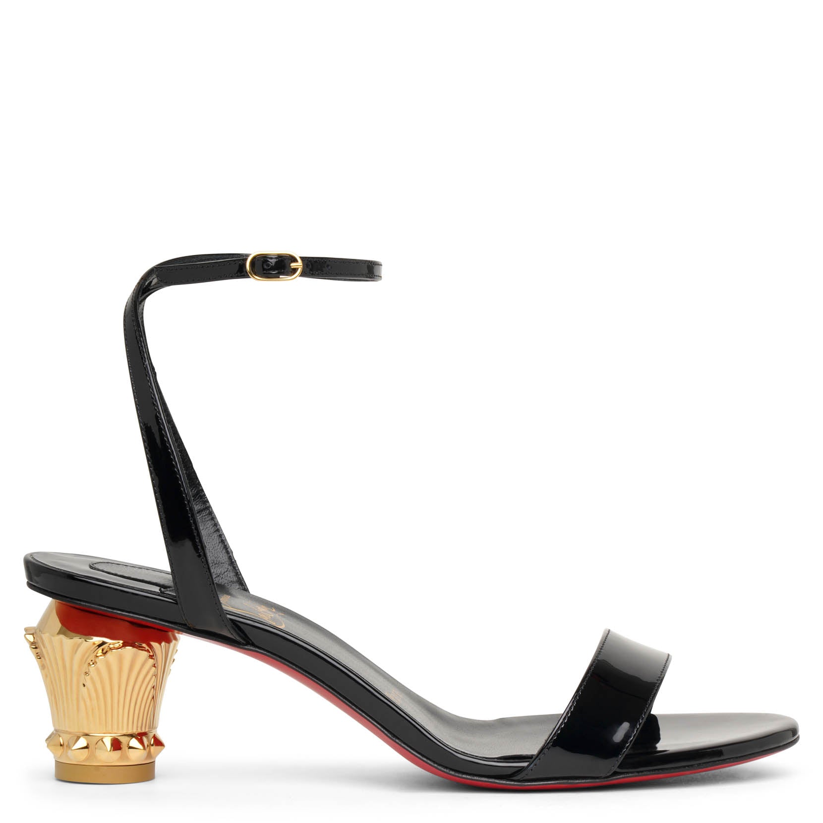 関税なし【Christian Louboutin】CL ヒールミュール 55 So CL 55 embossed leather mules in black - Christian