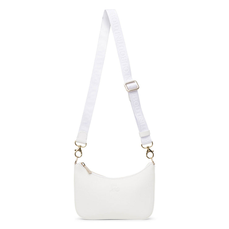 Loubila Chain mini - Shoulder bag - Grained calf leather and fabric -  Bianco - Christian Louboutin