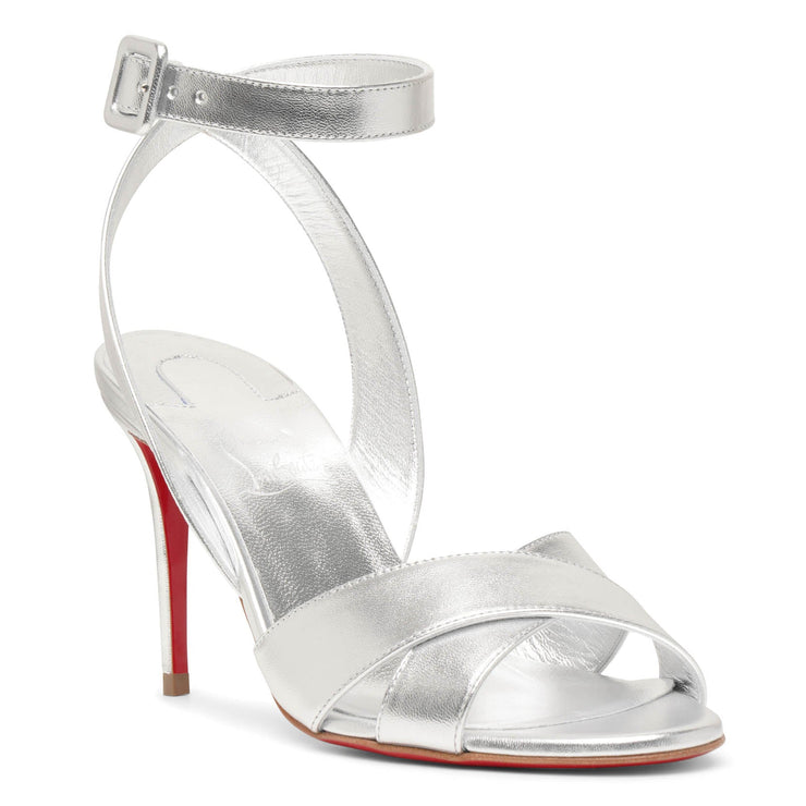 Mariza 85 silver leather laminato sandals