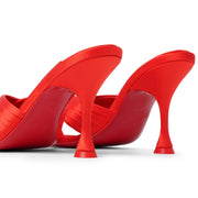 Nicol is Back 85 red satin mules