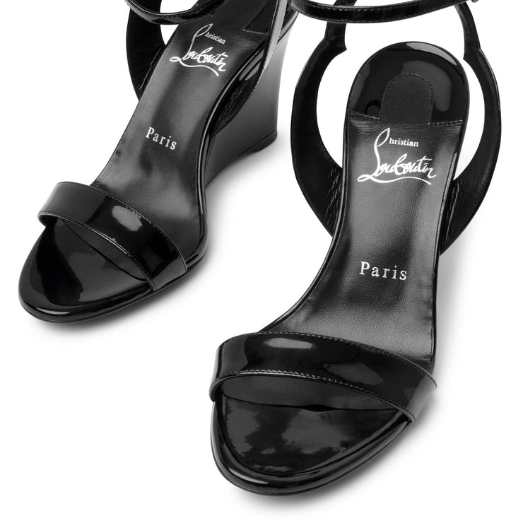 Christian Louboutin | Zeppa Chick 85 black patent wedge sandals 
