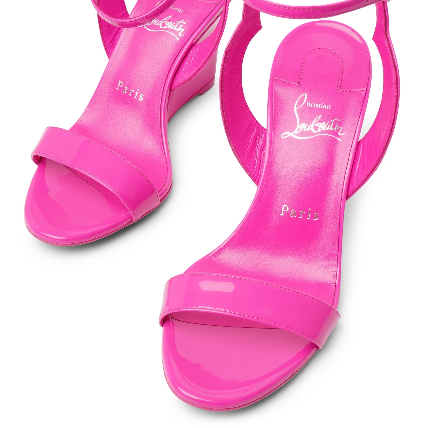 Zeppa Chick 85 pink patent wedge sandals