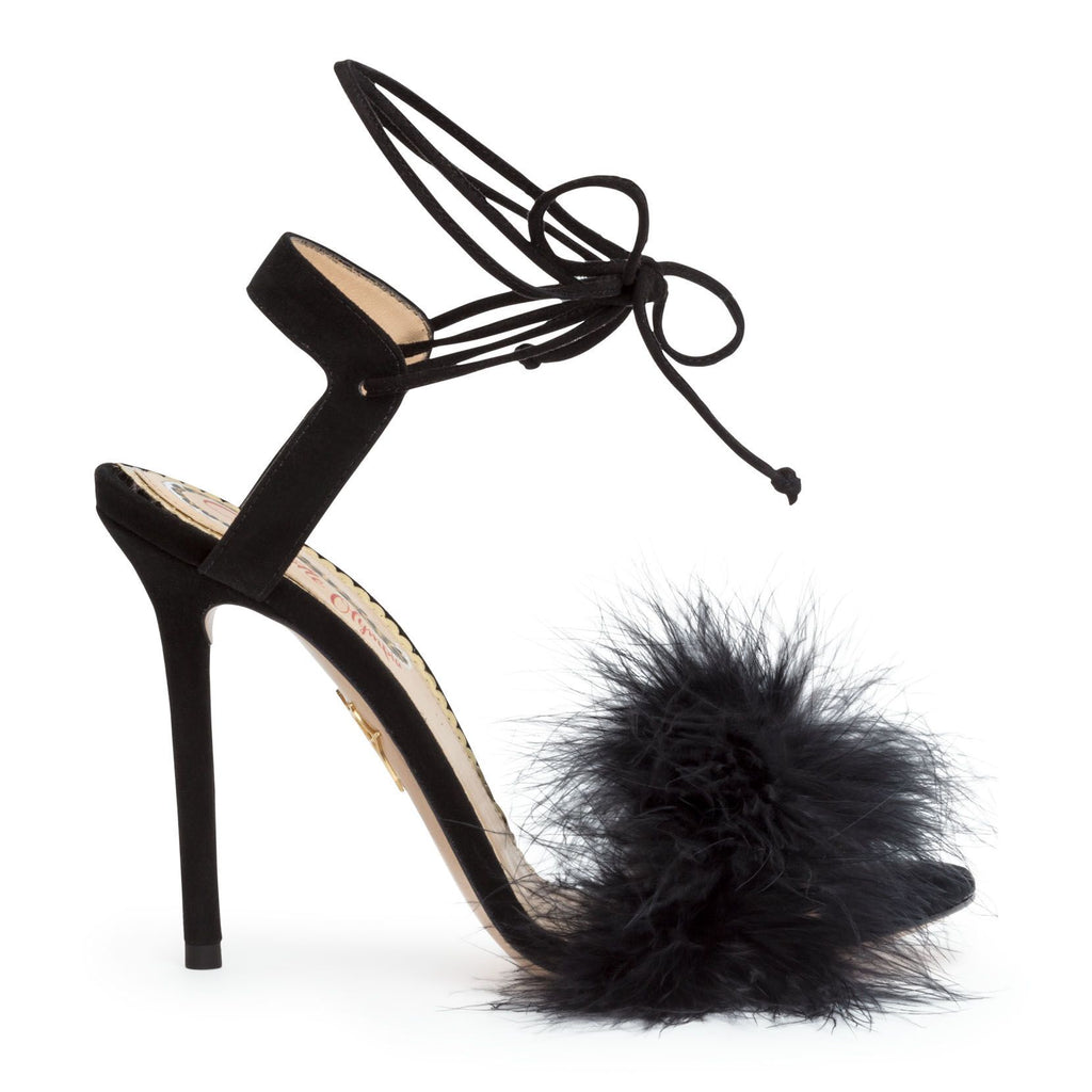 Black feather sandals hot sale