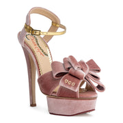 Dusty pink 140 velvet platform sandals