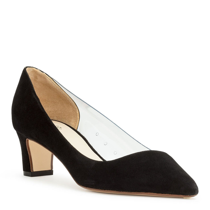 Black suede pvc pumps