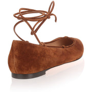 Brown suede lace up Femi' Flat