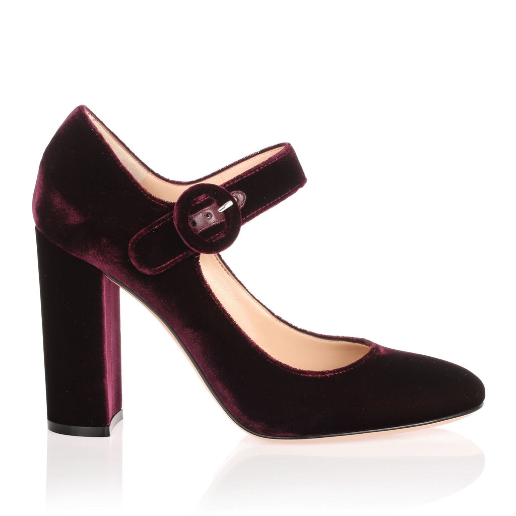 Burgundy velvet outlet pumps