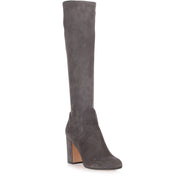 Grey suede knee boot