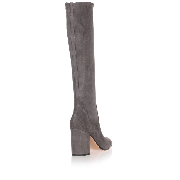 Grey suede knee boot