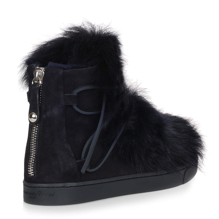 Inuit navy suede and shearling sneaker