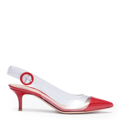 Plexi 55 red patent leather sling back pumps