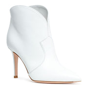 White calf leather booties