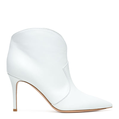 White calf leather booties