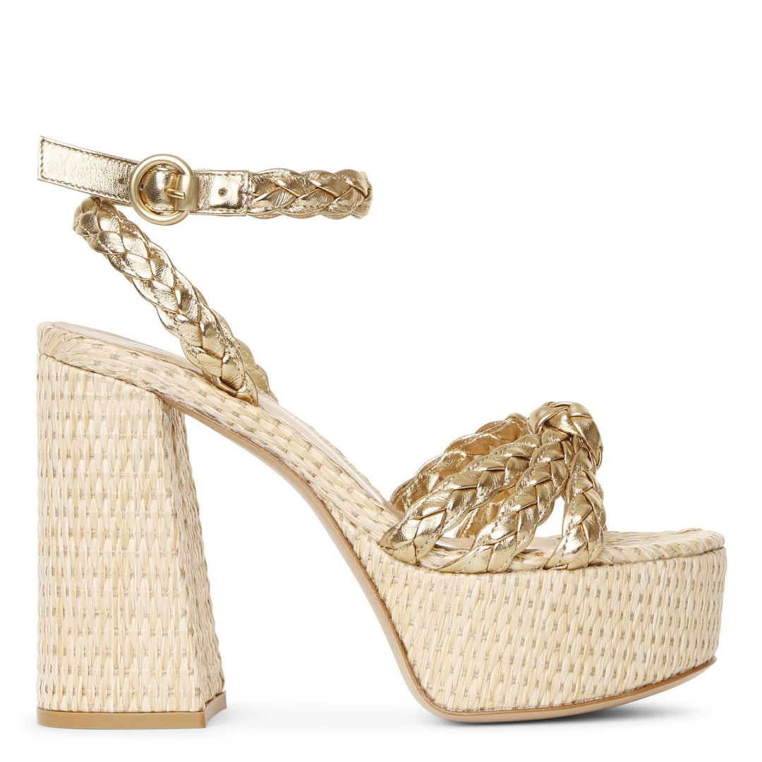 サンダル・ミュール Gianvito Rossi SANDAL (G1001670RICNAP PEAH) Gianvito Rossi | Kea gold and raffia platform sandals
