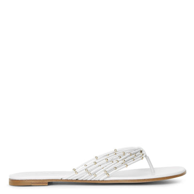 White leather flat thong sandals