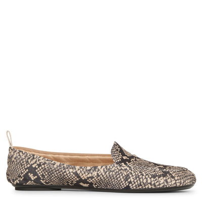 Snake print suede loafers