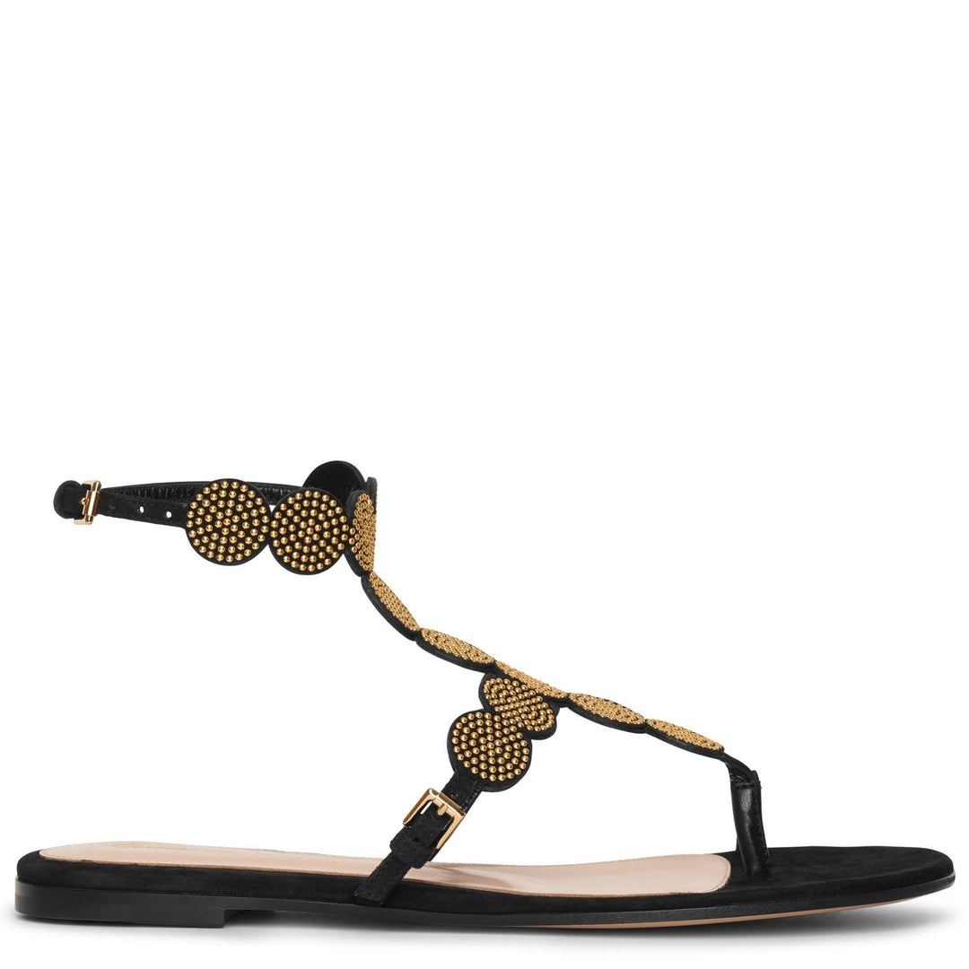 サンダル・ミュール GIANVITO ROSSI SANDALS Gianvito Rossi】SHANTI THONG 70 メタリックスエードミュール