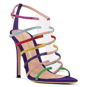 Multicolor crystal sandals
