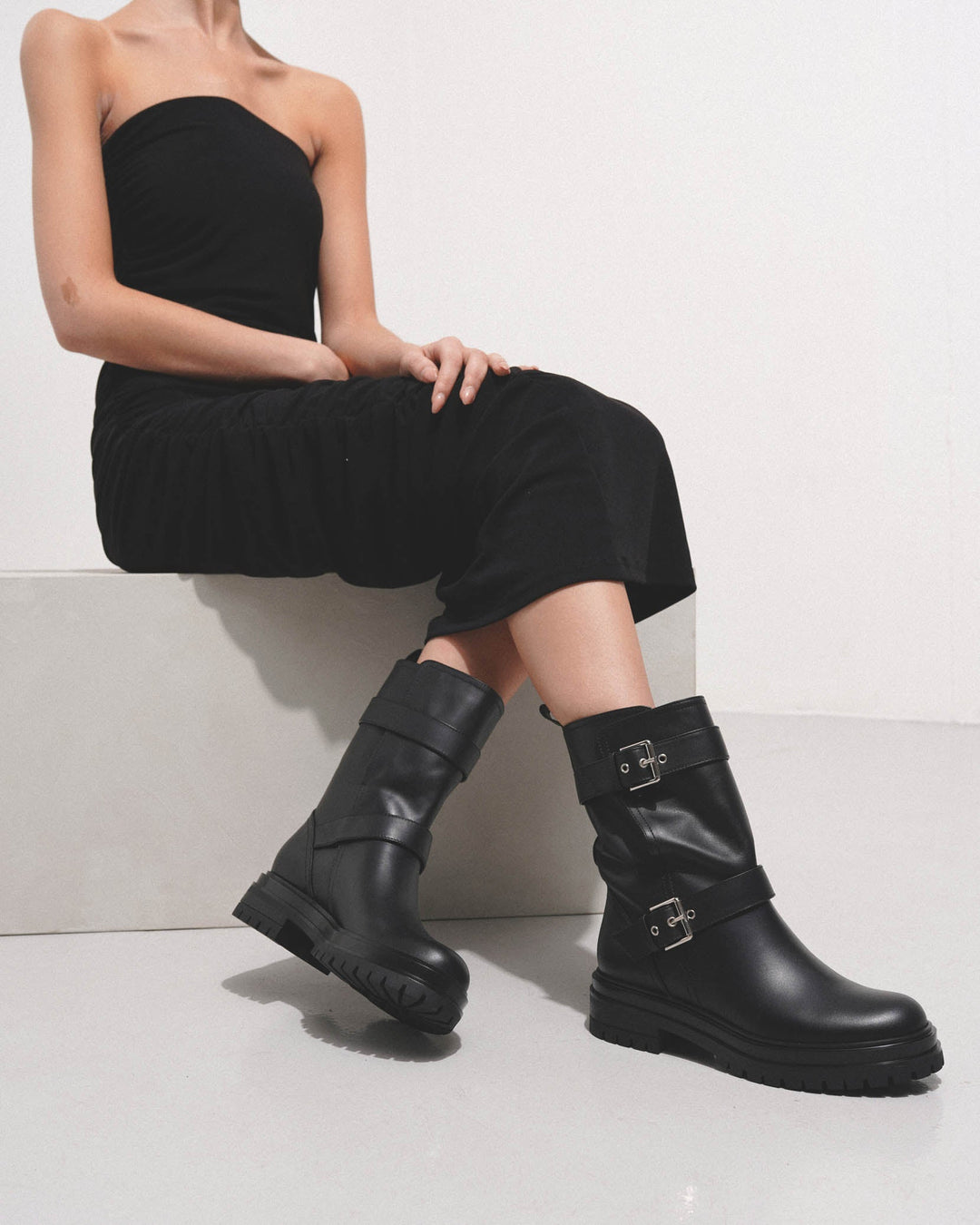 Gianvito Rossi | Black leather biker boots | Savannahs