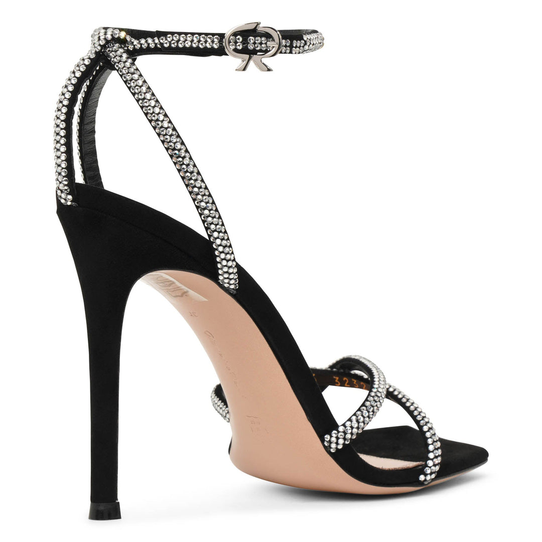 Black 105 suede crystal sandals