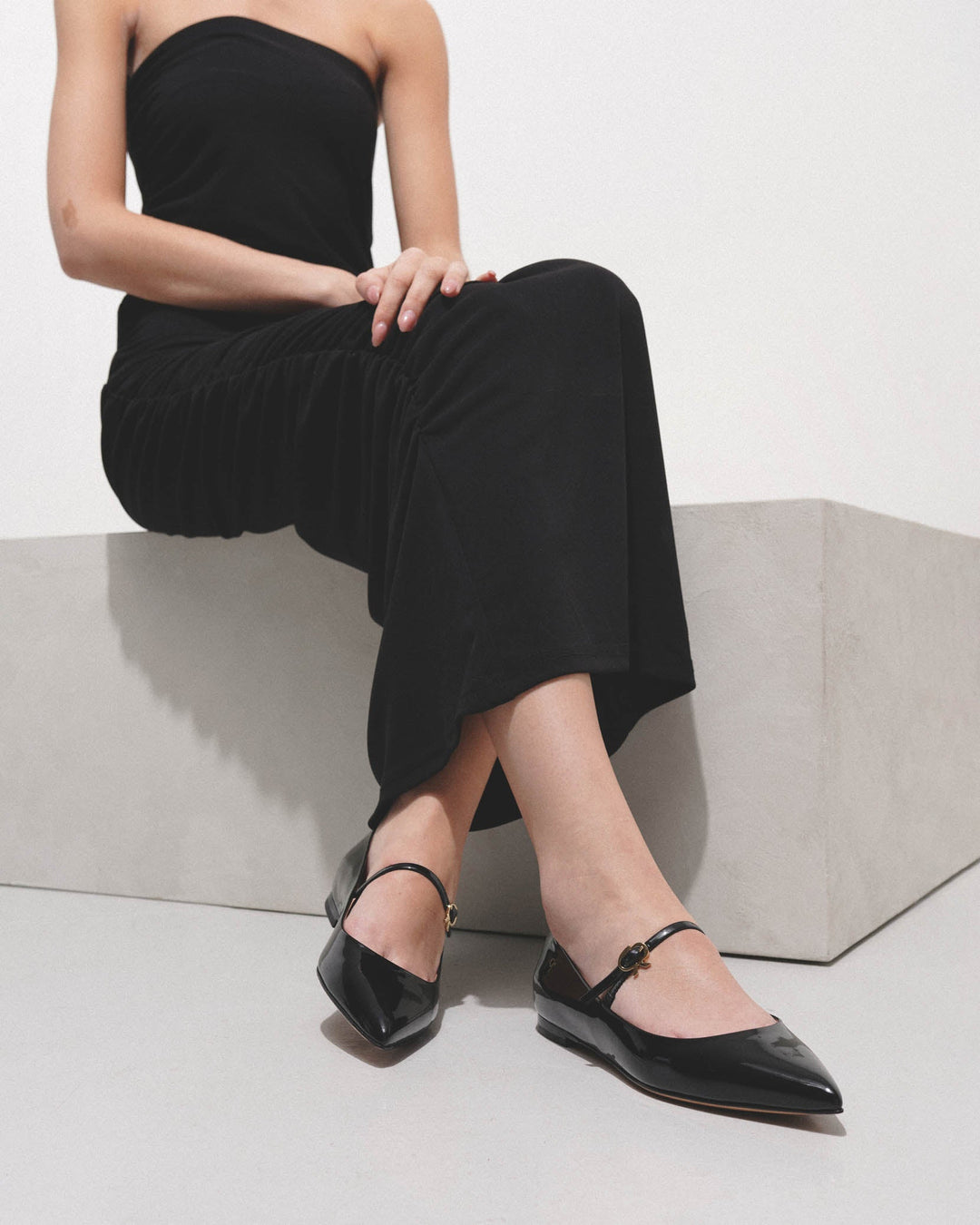 Gianvito Rossi | Ribbon Jane black patent strap ballerinas | Savannahs