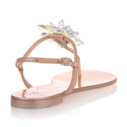 Blush patent leather crystal sandal