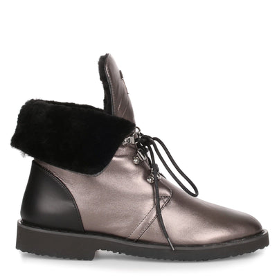 Fortune metallic grey leather boot