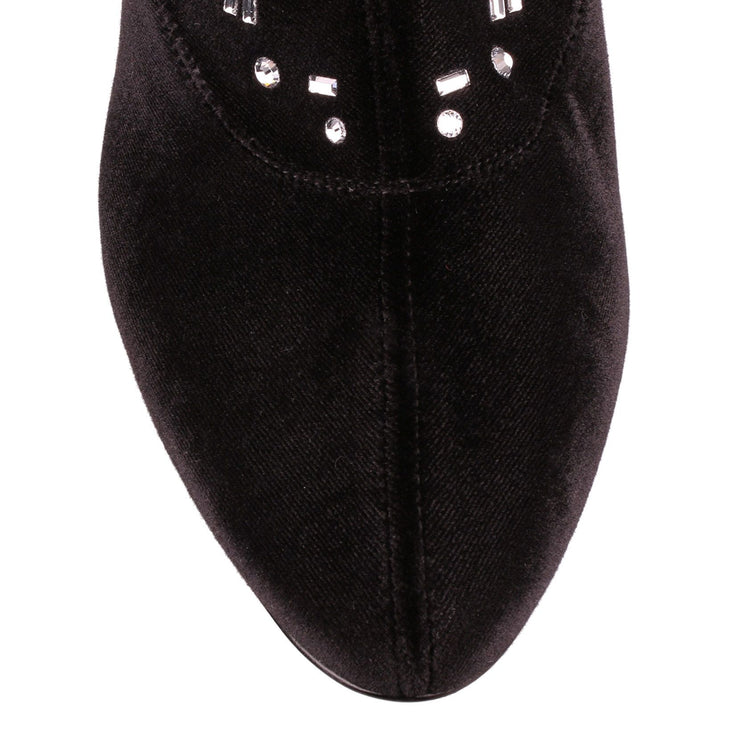Dazzling Celeste black velvet boot