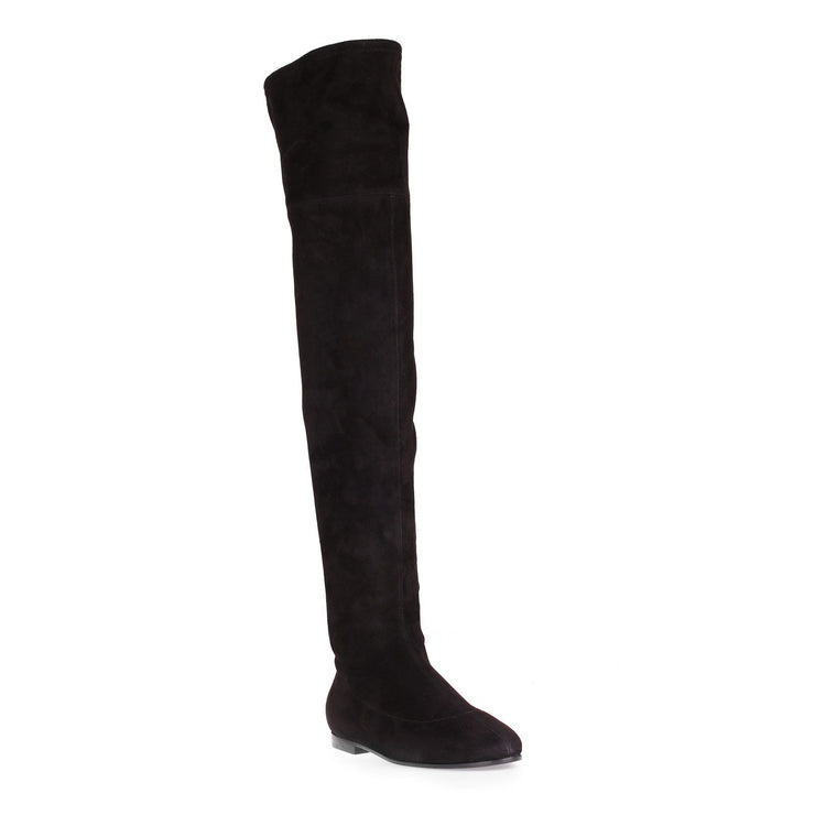 Black suede over-the-knee boot