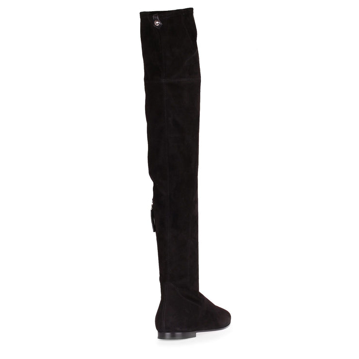 Black suede over-the-knee boot