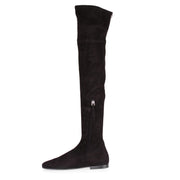 Black suede over-the-knee boot