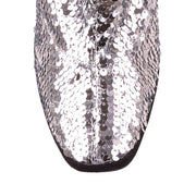 Silver sequin ankle boot