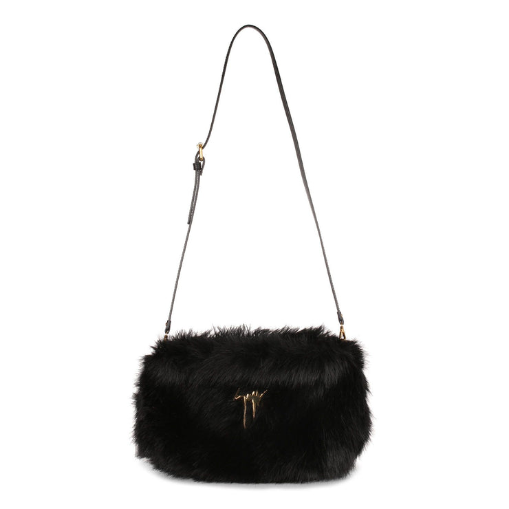 Black faux fur clutch