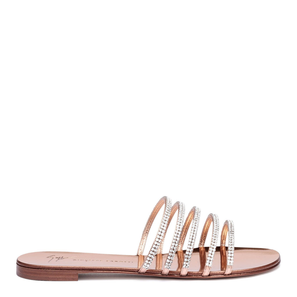 Giuseppe Zanotti Michela metallic crystal flat sandals Savannahs