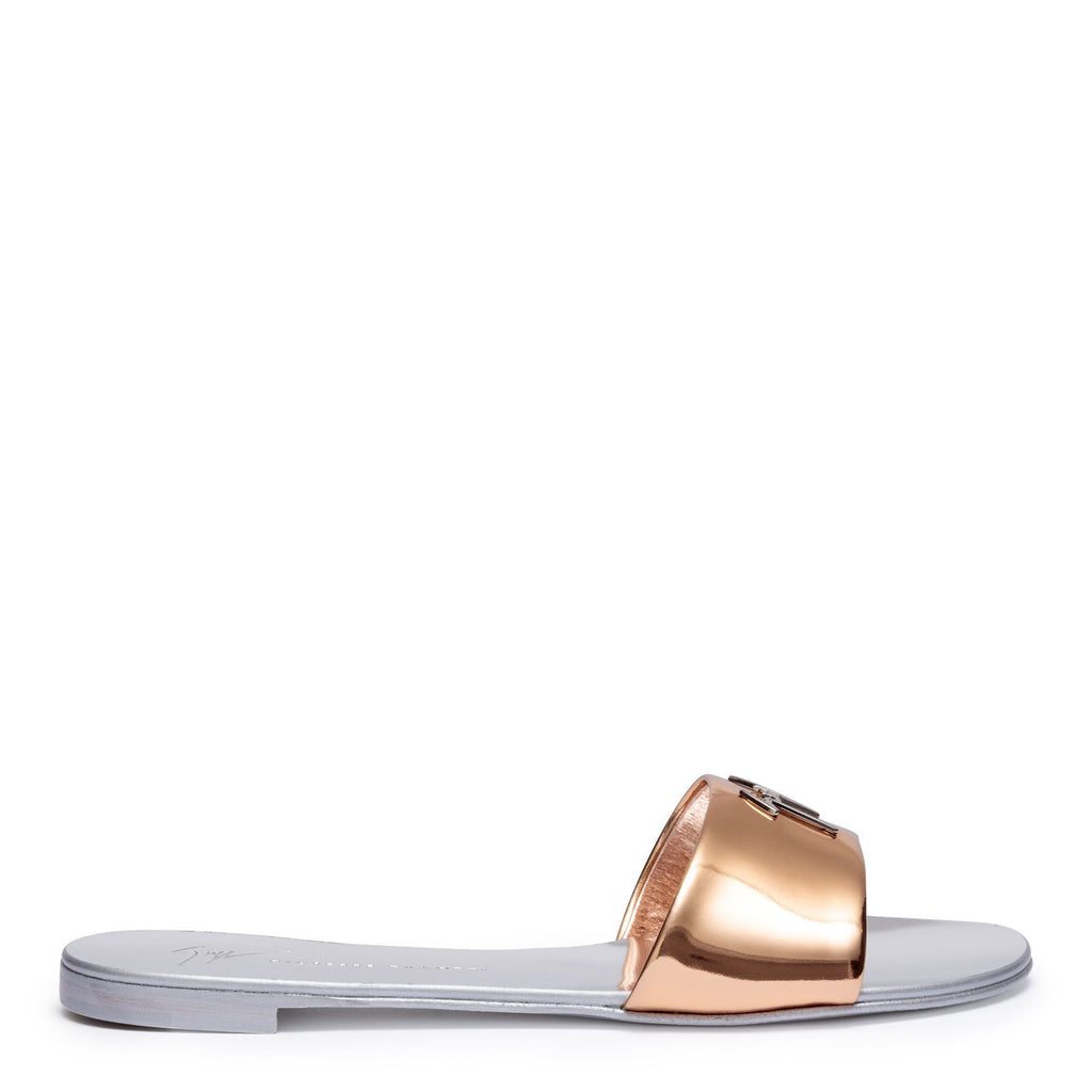 Giuseppe Zanotti Shirley metallic rose gold leather slides