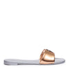 Shirley metallic rose gold leather slides