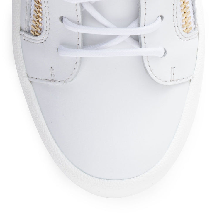 White leather and velvet sneakers
